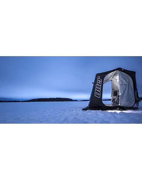 Otter XT Pro X-Over Lodge Ice Fishing Shelter Lifestyle at Dusk
