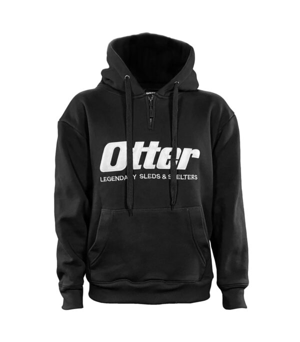 Otter Black Unisex Classic Heavyweight Hoodie Sweatshirt with 3 inch Front Zipper