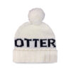 Otter White Knit Cuffed Beanie with Pom