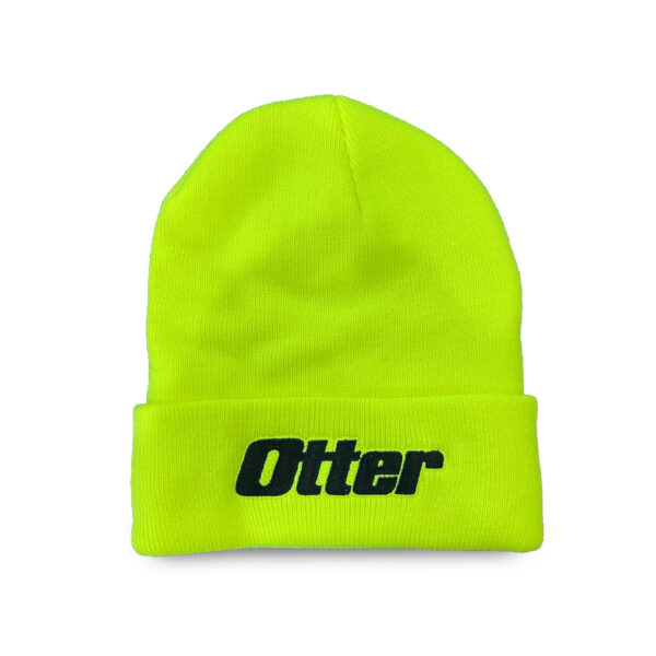 Otter Neon Yellow Fleece Lined Knit Ice Fishing Cuffed Beanie