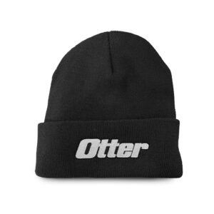 Otter Black Fleece Lined Knit Ice Fishing Cuffed Beanie