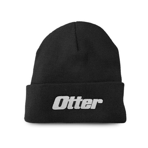 Otter Black Fleece Lined Knit Ice Fishing Cuffed Beanie