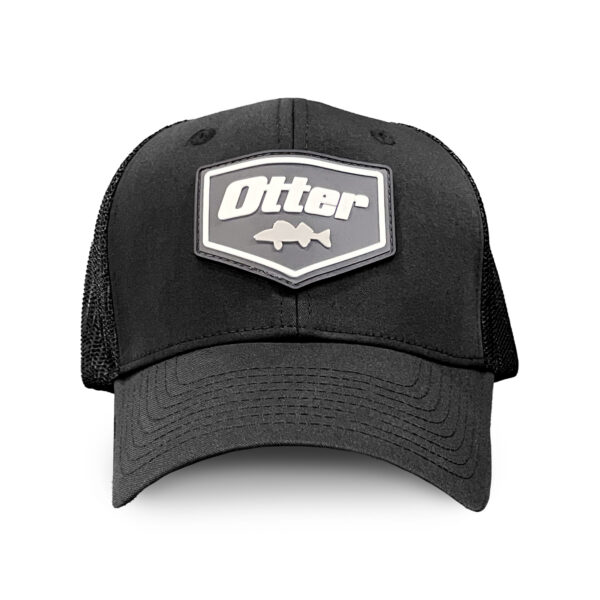 Otter Black Mesh Adjustable Hat with PVC Logo