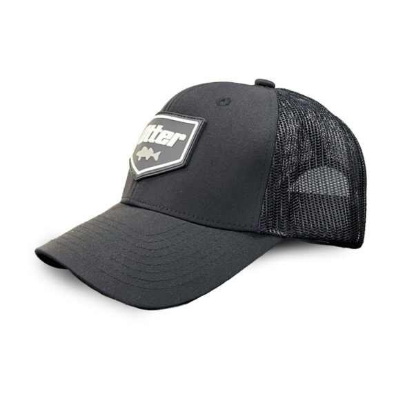 Otter Black Mesh Adjustable Hat with PVC Logo