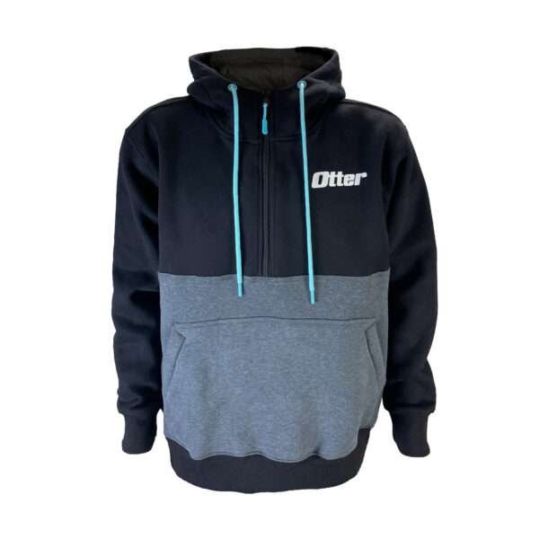 Otter Black and Gray Color Block Half Zip Hoodie Sweatshirt with Pocket